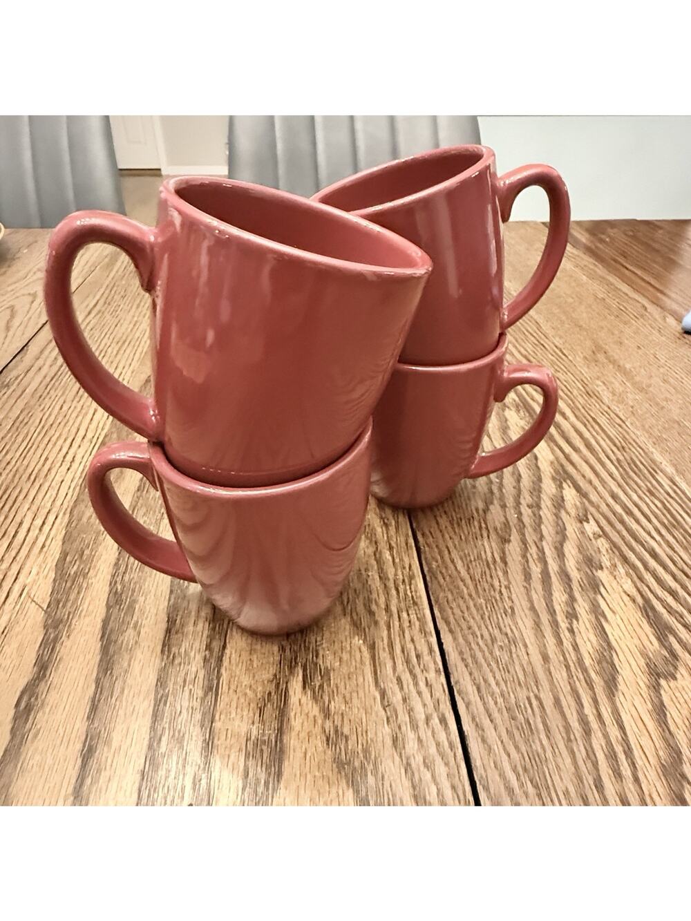 Corelle Coordinates Corning Stoneware Coffee Mugs Crimson Red 12 oz Set of 4 EUC